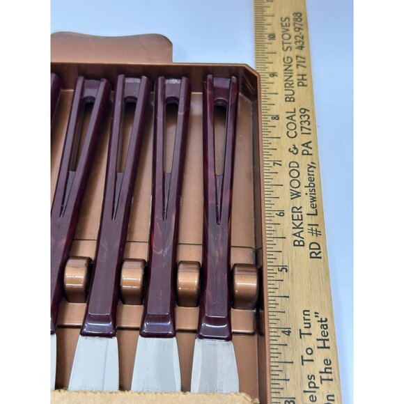 VTG STANHOME Stainless Faux Plastic Flatware Set (18 pcs) Matching Case Brown - Picture 6 of 10